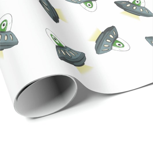 Alien Invader inpakpapier Wit (Rol Hoek)