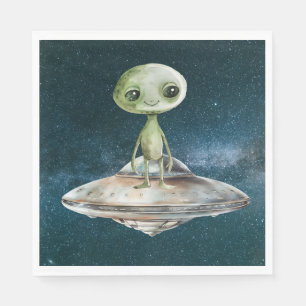 Alien Invasie Buitenruimte Verjaardag Servet