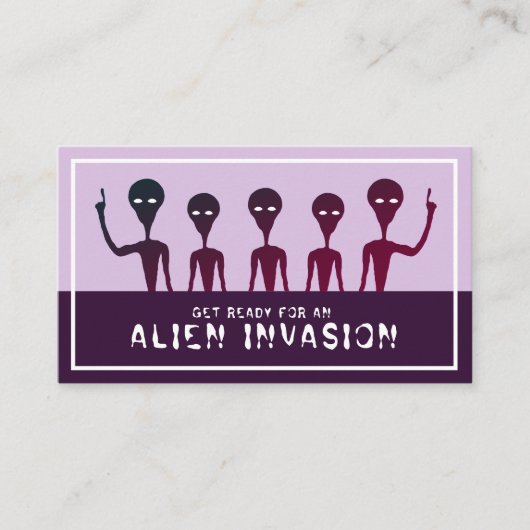 Alien Invasie, Kinderverjaardagsfeest Ticket Informatiekaartje (Voorkant)