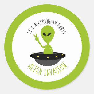 Alien Invasion, Birthday Ronde Sticker