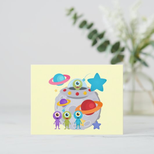 Alien Invasion Briefkaart (Staand voorkant)