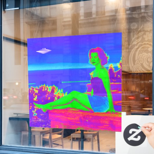 Alien Invasion Pop Art Window Cling Raamsticker (Cafe Raam)