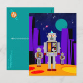 Alien Invasion - Robots Feestdagenkaart (Voorkant / Achterkant)
