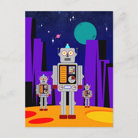 Alien Invasion - Robots Feestdagenkaart (Voorkant)
