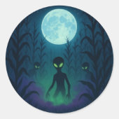 Alien Invasion Ronde Sticker (Voorkant)