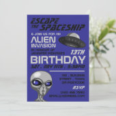 Alien Invasion Theme, Escape Room, Birthday Party Kaart (Staand voorkant)