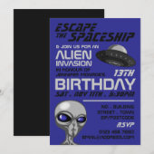 Alien Invasion Theme, Escape Room, Birthday Party Kaart (Voorkant / Achterkant)
