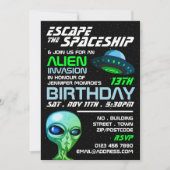 Alien Invasion Theme, Escape Room, Birthday Party Kaart (Voorkant)