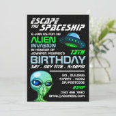 Alien Invasion Theme, Escape Room, Birthday Party Kaart (Staand voorkant)