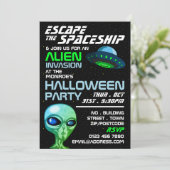 Alien Invasion Theme, Escape Room, Halloween Party Kaart (Staand voorkant)