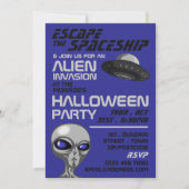 Alien Invasion Theme, Escape Room, Halloween Party Kaart (Voorkant)
