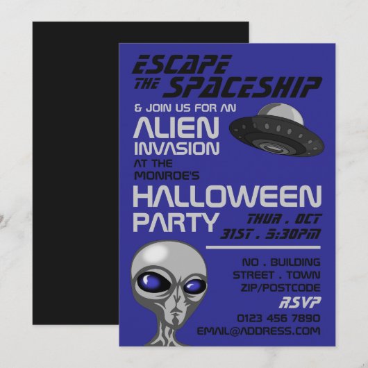 Alien Invasion Theme, Escape Room, Halloween Party Kaart (Voorkant / Achterkant)