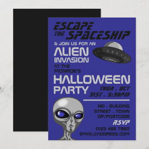 Alien Invasion Theme, Escape Room, Halloween Party Kaart