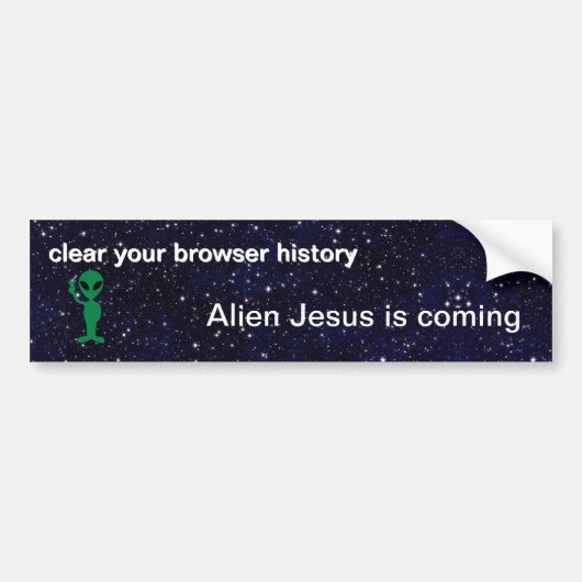 Alien Jesus komt met bumpersticker (Voorkant)
