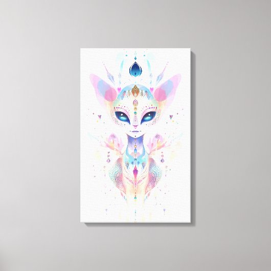 Alien kat gezicht gedrukt canvas (Voorkant)