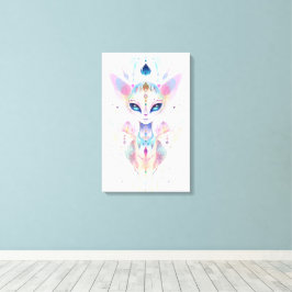 Alien kat gezicht gedrukt canvas afdruk