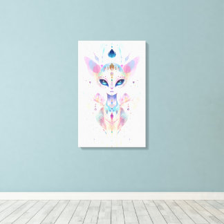 Alien kat gezicht gedrukt canvas afdruk