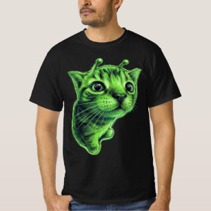 Alien kat meme retro grappige kat Y2K vintage ruim T-shirt