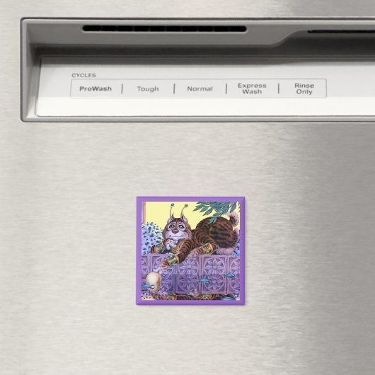 Alien Kat vierkante magneet (Insitu (Vaatwasser))