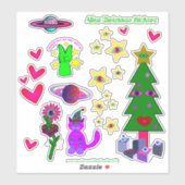 Alien-Kerst stickers (Vel)