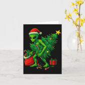 Alien Kerstboom Lichtjes Xmas Jongens Mannen Kaart (Gele Bloem)