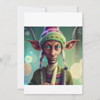 Alien Kerstmis Elf Gift. T-shirt Feestdagenkaart