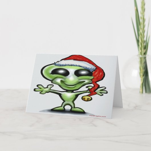 Alien Kerstmis Feestdagen Kaart (Voorkant)