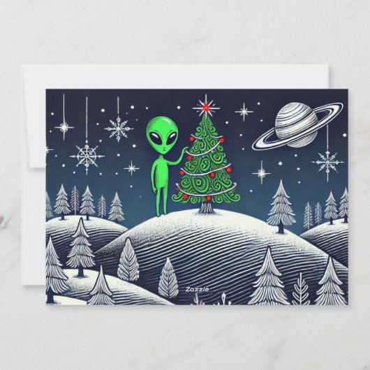 Alien Kerstmis Feestdagenkaart (Achterkant)