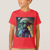 Alien Kerstmis Hippie Elf Gift. T-shirt (Voorkant)