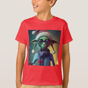 Alien Kerstmis Hippie Elf Gift. T-shirt