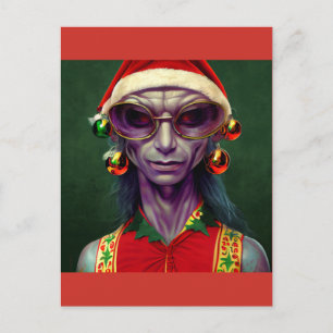Alien Kerstmis Hippie Elf Gift. T-shirt Briefkaart