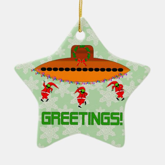 Alien Kerstmis Keramisch Ornament (Voorkant)