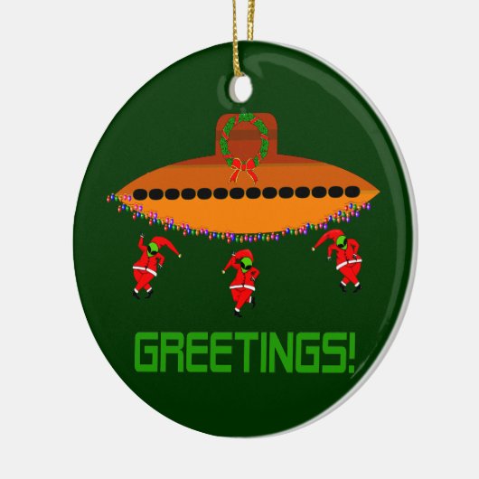 Alien Kerstmis Keramisch Ornament (Links)