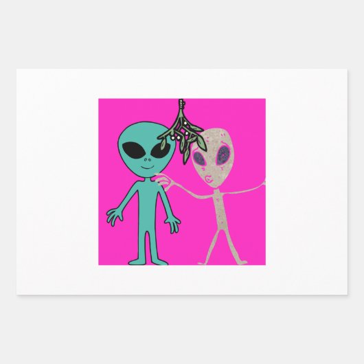 Alien-kerstpapier Inpakpapier Vel (Voorkant)