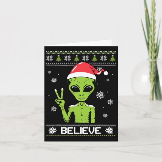 Alien Kersttrui Geloof Grappige Xmas Alien S Kaart (Voorkant)