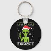 Alien Kersttrui Geloof Grappige Xmas Alien S Sleutelhanger (Voorkant)