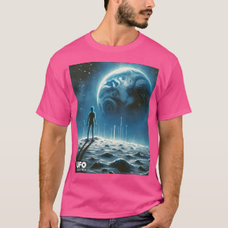 Alien kijkt naar een onbekende planeet t-shirt