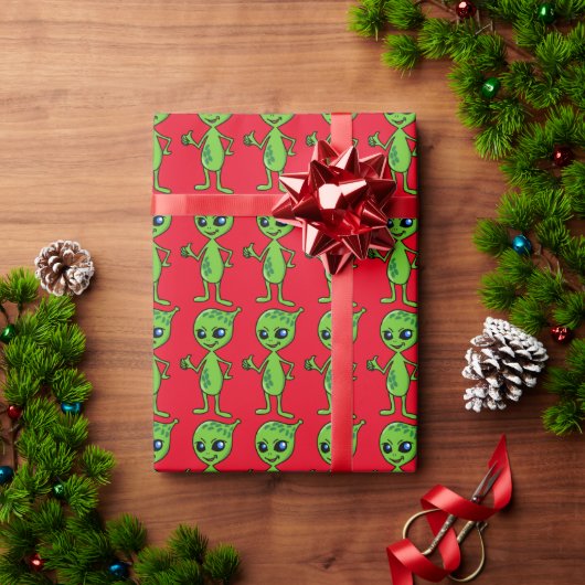 ALIEN KLEINE GROENE MAN CHRISTMAS Wrapppapier Cadeaupapier (Feestdagen Geschenken)