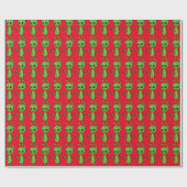 ALIEN KLEINE GROENE MAN CHRISTMAS Wrapppapier Cadeaupapier (Vlak)
