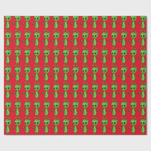 ALIEN KLEINE GROENE MAN CHRISTMAS Wrapppapier Cadeaupapier (Vlak)