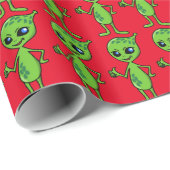 ALIEN KLEINE GROENE MAN CHRISTMAS Wrapppapier Cadeaupapier (Rol Hoek)