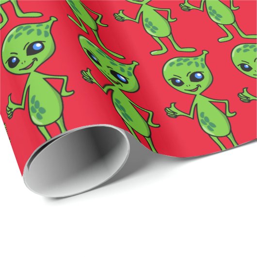 ALIEN KLEINE GROENE MAN CHRISTMAS Wrapppapier Cadeaupapier (Rol Hoek)