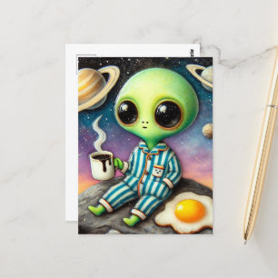Alien koffie met ei briefkaart