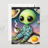 Alien koffie met ei briefkaart (Voorkant / Achterkant)