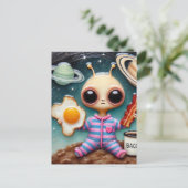 Alien koffie met spek en eieren briefkaart (Staand voorkant)