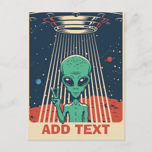 Alien komisch, geef tekst Briefkaart uit (Voorkant)