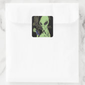 Alien kruit over dode vogel vierkante sticker (Tas)