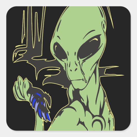 Alien kruit over dode vogel vierkante sticker (Voorkant)