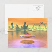 Alien Lake UFO startend Briefkaart (Voorkant / Achterkant)