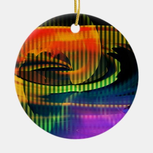 Alien Landscape Rainbow Abstract Keramisch Ornament (Voorkant)